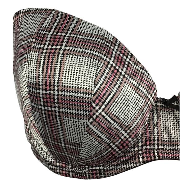 Victoria's Secret Dream Angels Lined Demi Push Up Tartan Plaid Gray Pink Bra 36D - Picture 9 of 9